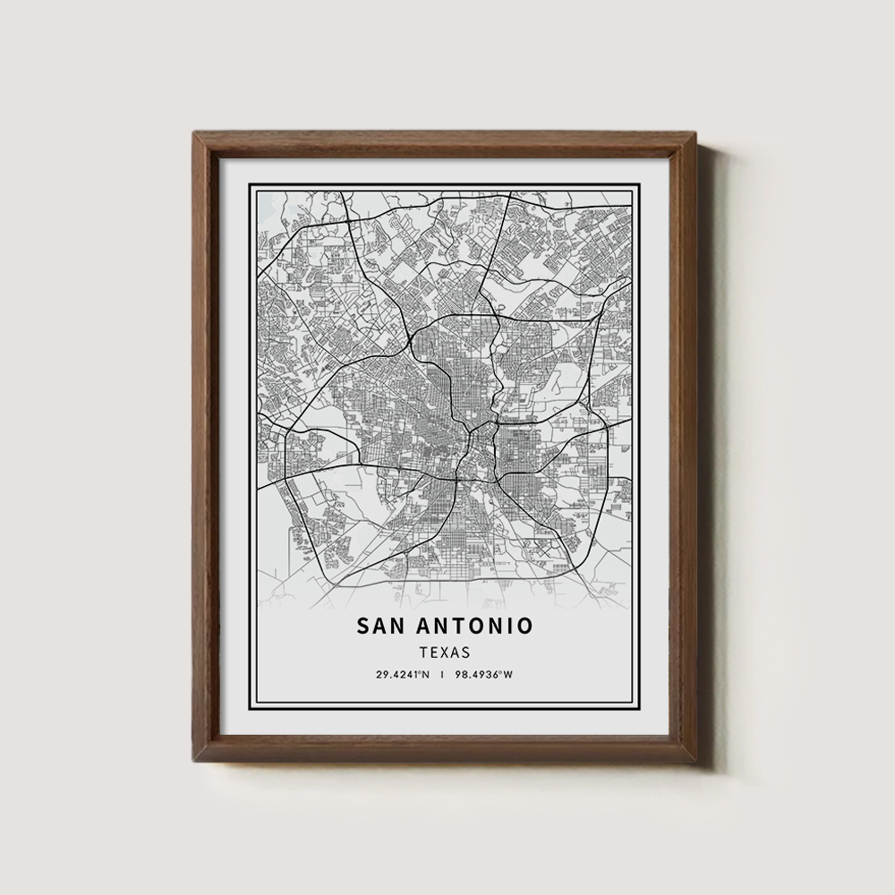 Minimalist San Antonio City Map Line Art Print