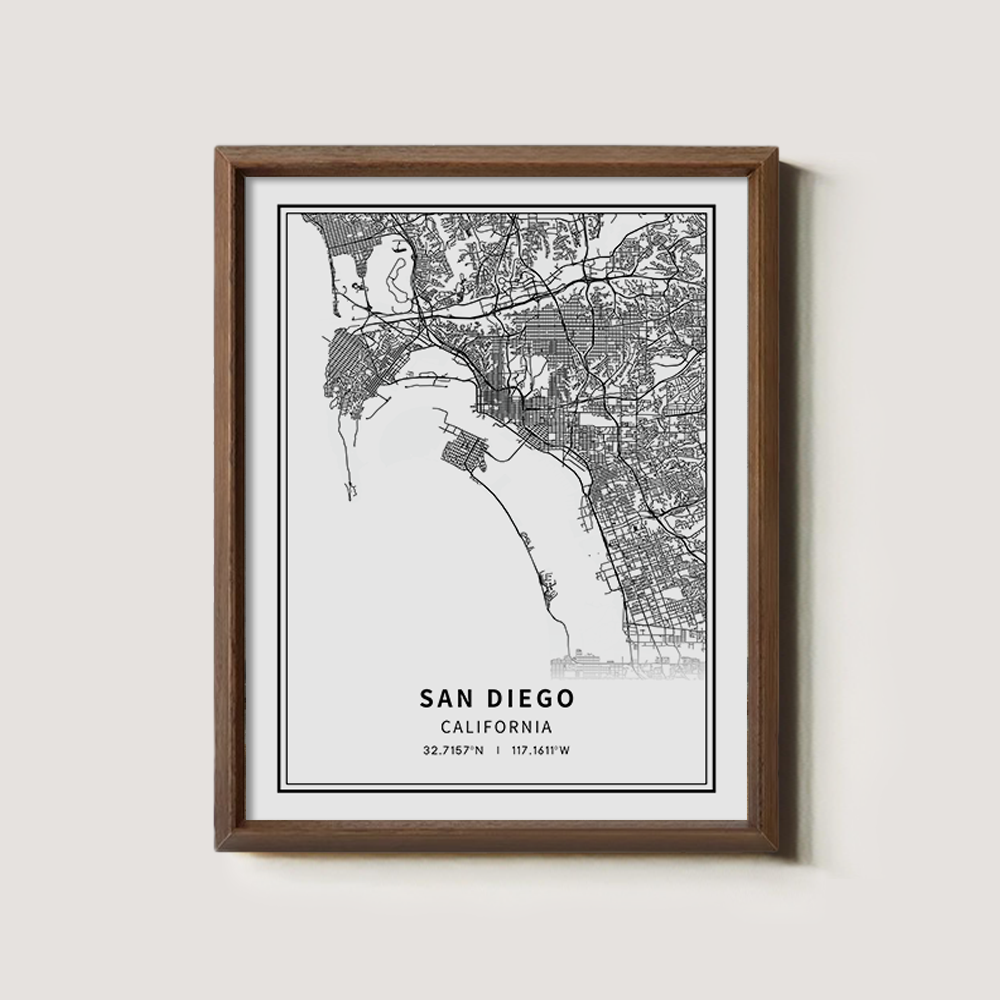 Minimalist San Diego City Map Line Art Print