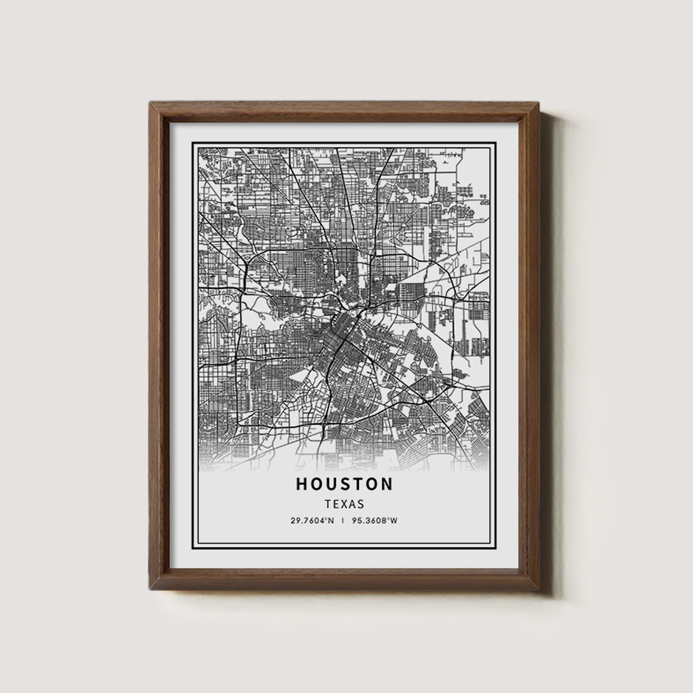 Minimalist Houston City Map Line Art Print