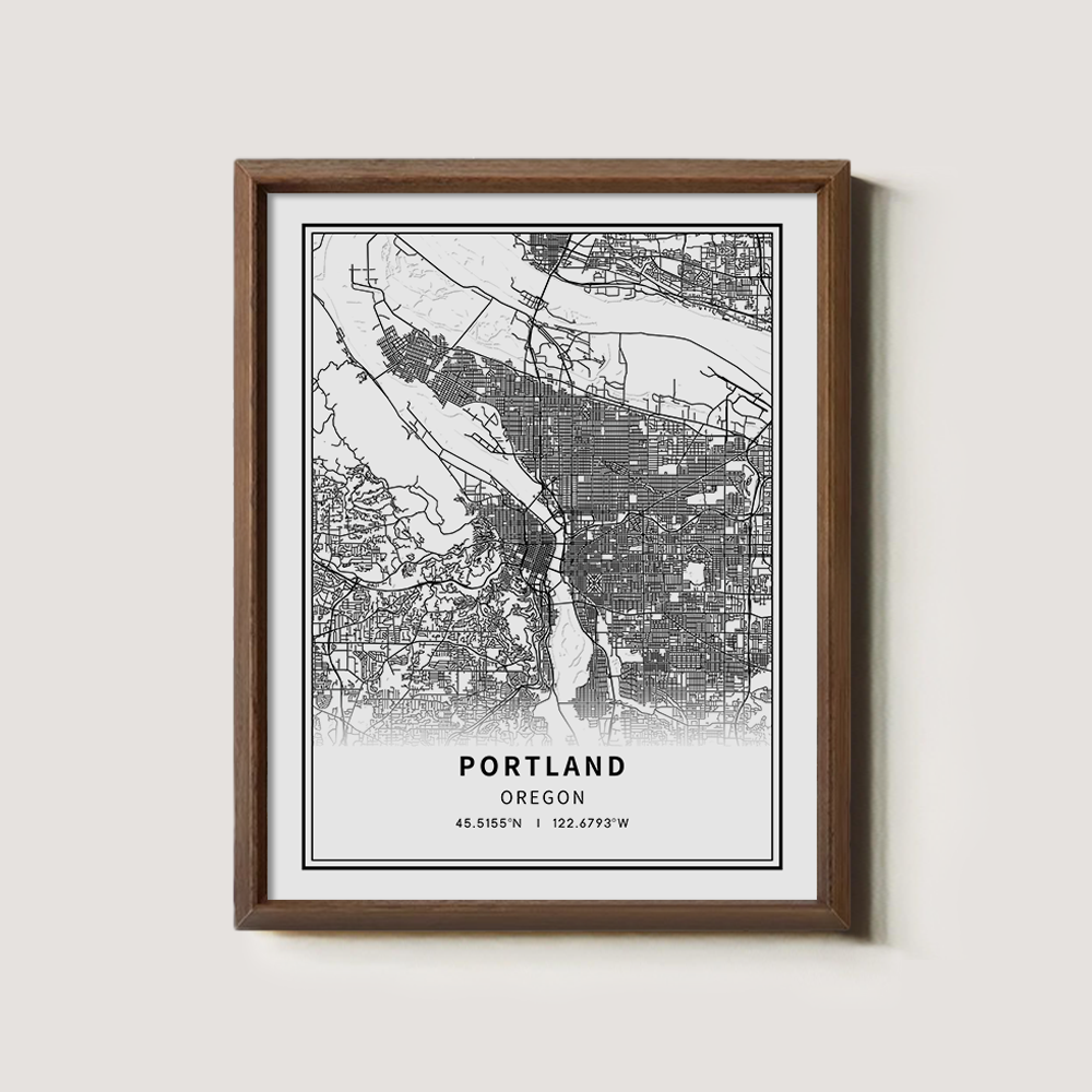 Minimalist Portland City Map Line Art Print