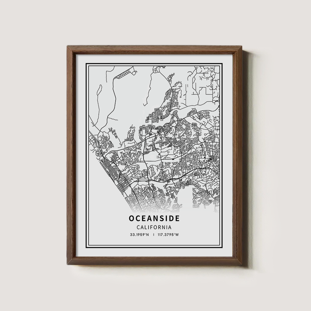 Minimalist Oceanside City Map Line Art Print