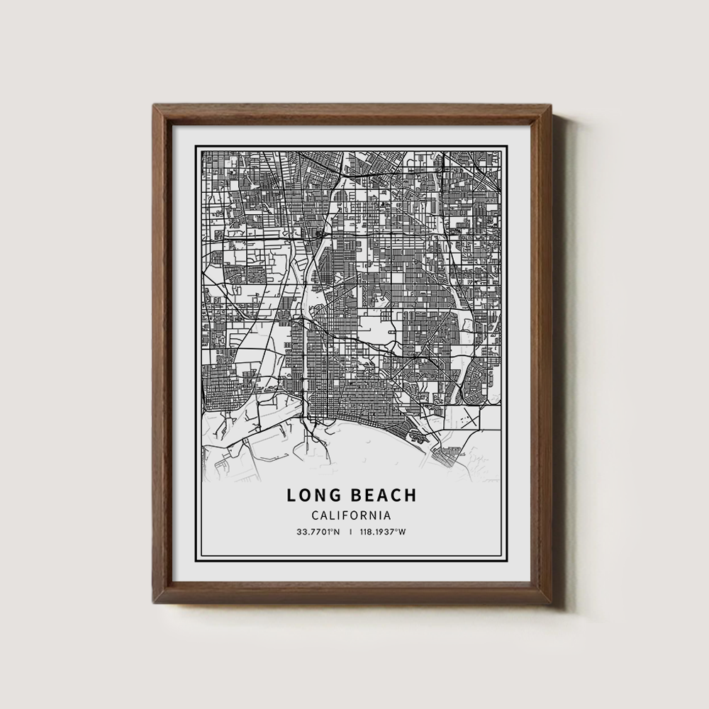 Minimalist Long Beach City Map Line Art Print
