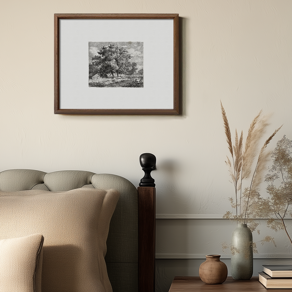 Majestic Canopy Over Cottage Etching Reverie