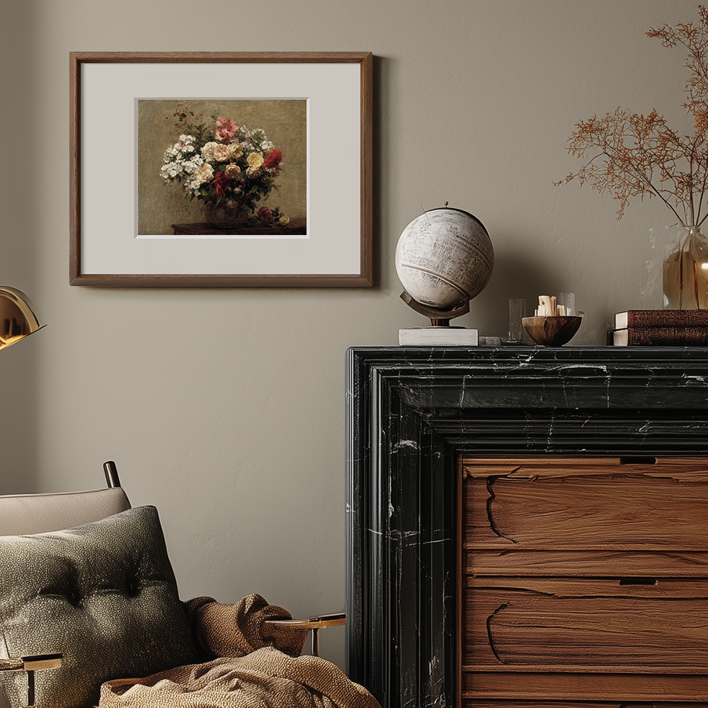 Opulent Mixed Bloom Vase Watercolor Still Life