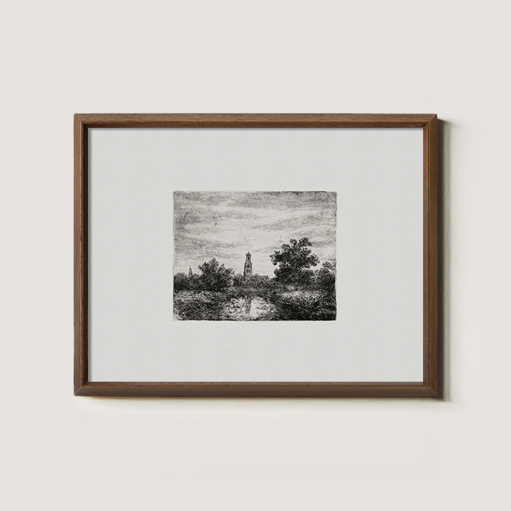 Veiled Tower Riverside Etching Nocturne