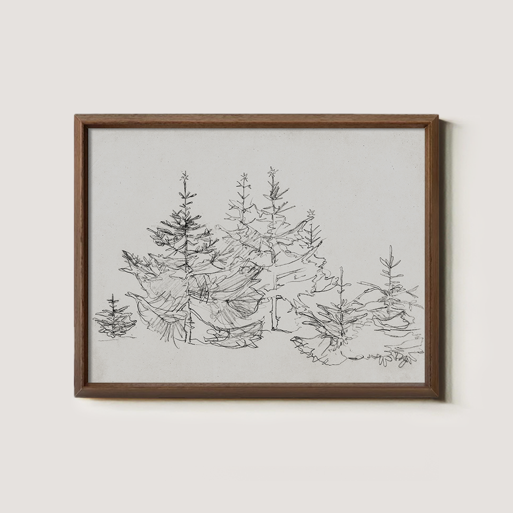 Whispering Fir Grove Ink Silhouette