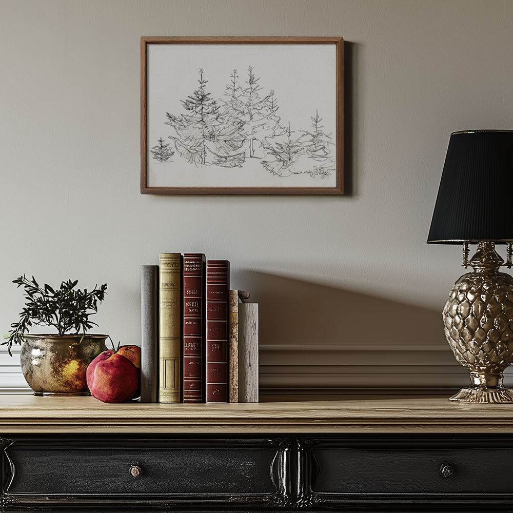 Whispering Fir Grove Ink Silhouette