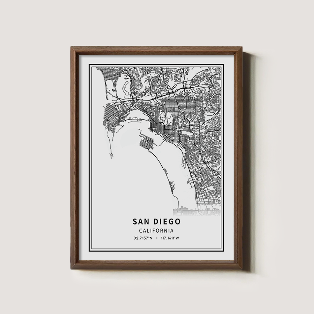 Minimalist San Diego City Map Line Art Print