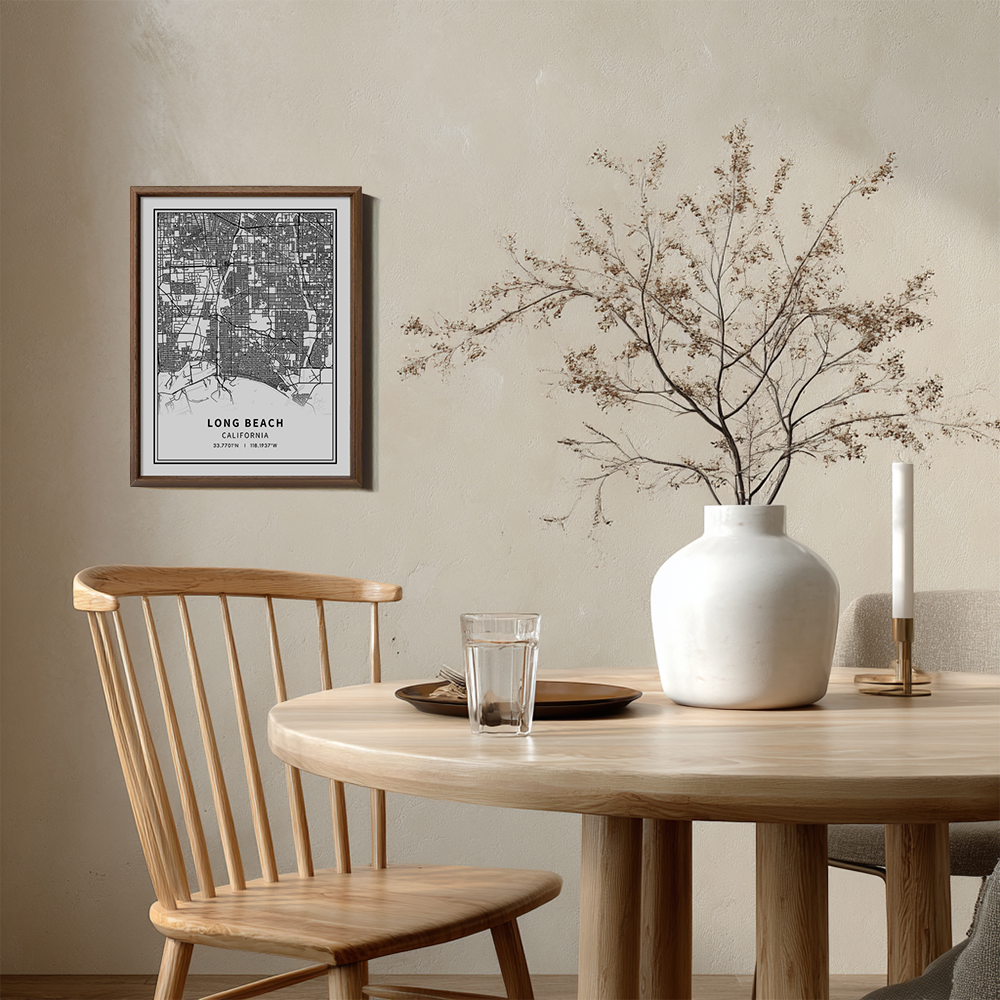 Minimalist Long Beach City Map Line Art Print