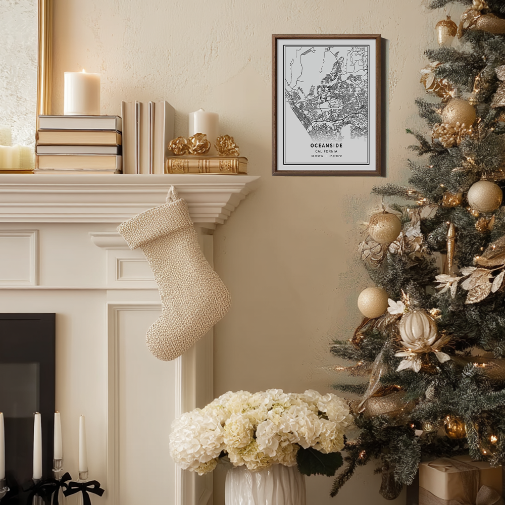 Minimalist Oceanside City Map Line Art Print