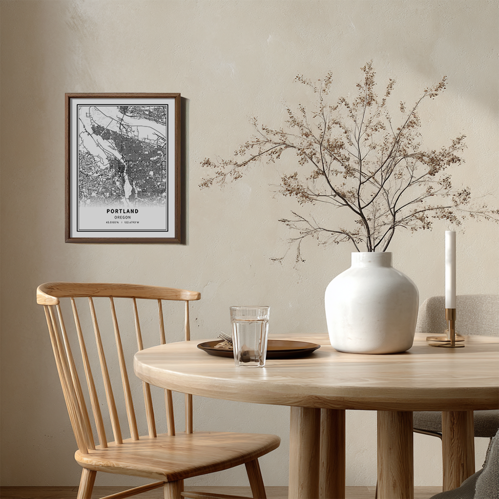 Minimalist Portland City Map Line Art Print