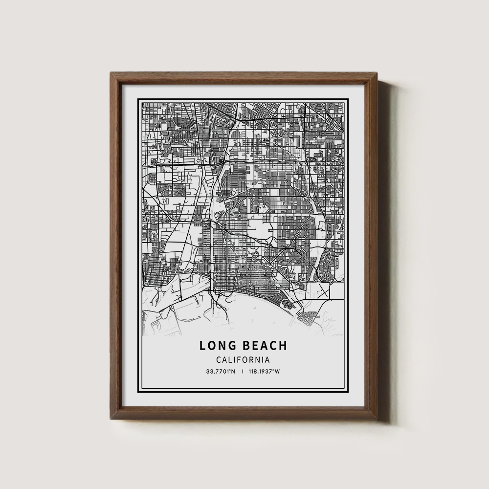 Minimalist Long Beach City Map Line Art Print