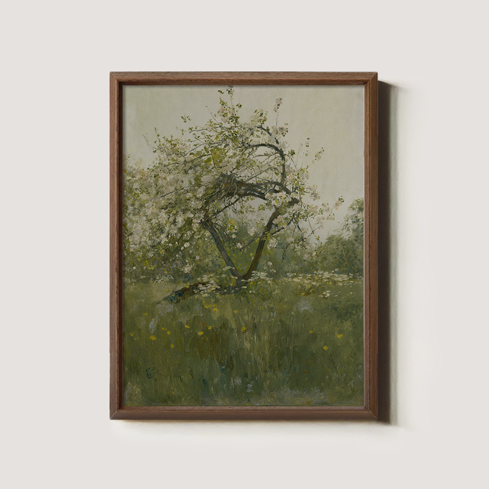 Blossoming Spring Tree in Verdant Meadow