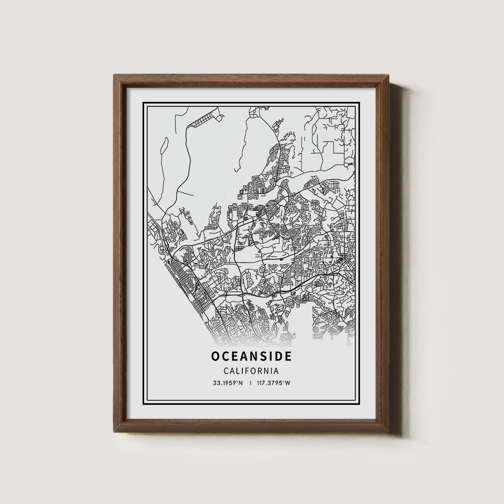 Minimalist Oceanside City Map Line Art Print