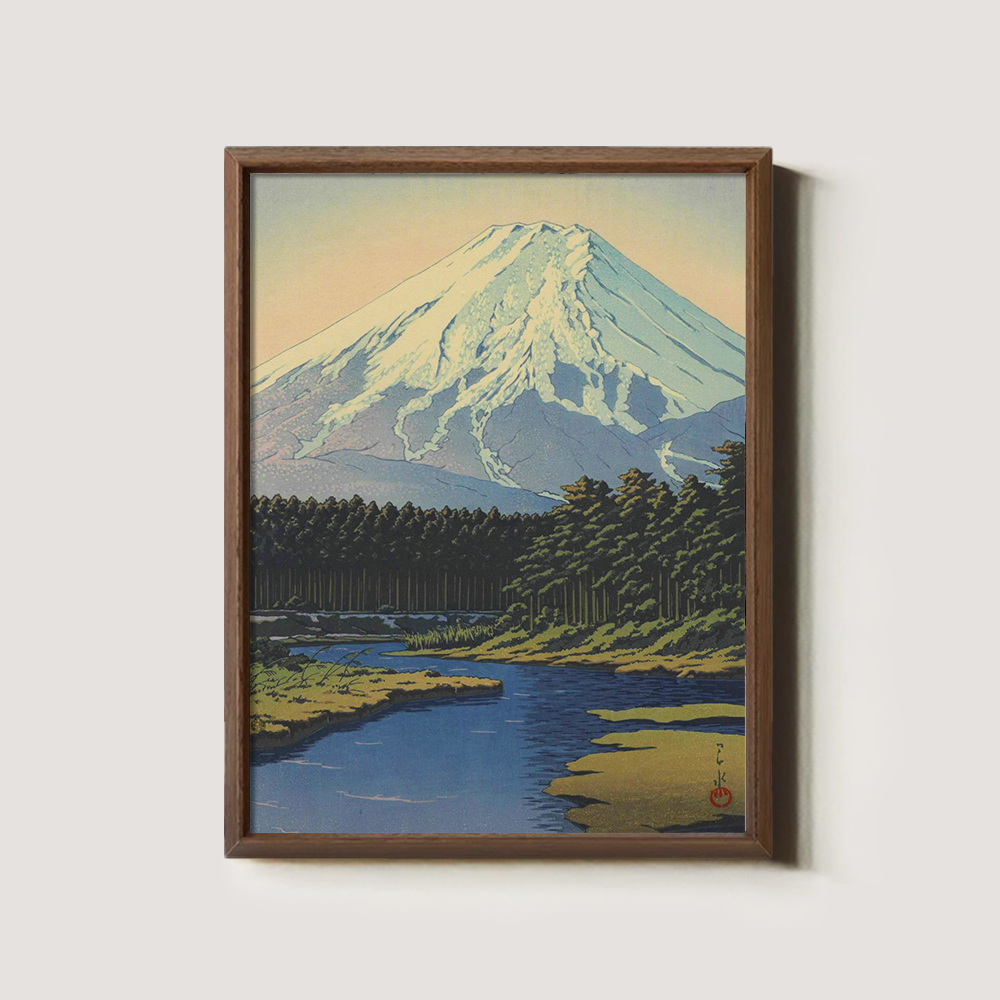 Mount Fuji Over Forest and River