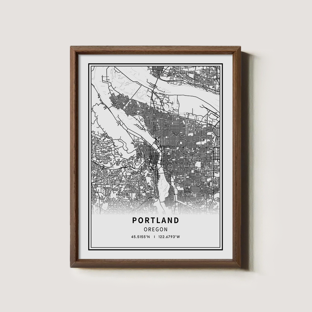 Minimalist Portland City Map Line Art Print