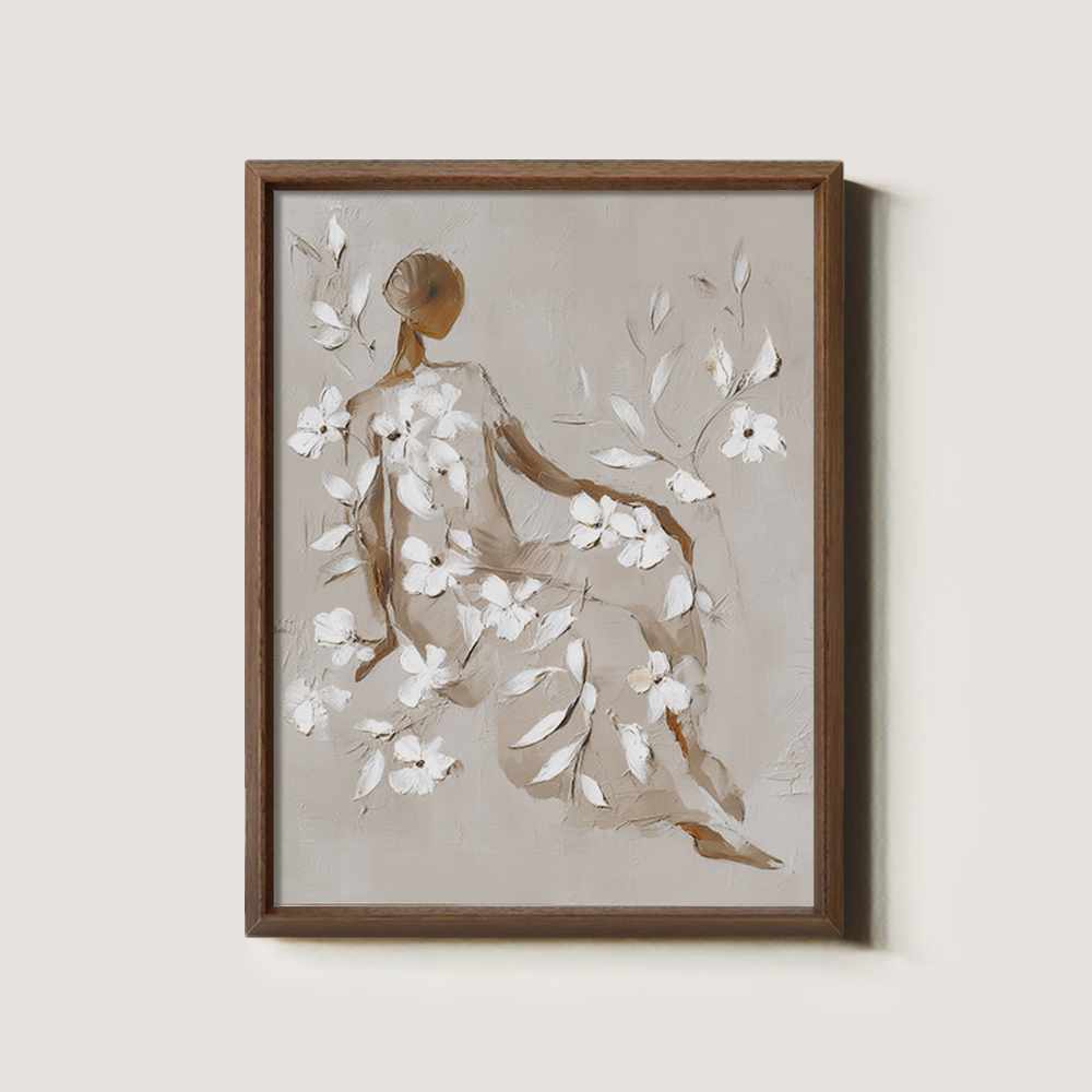 Seated Figure Adorned with White Blossoms