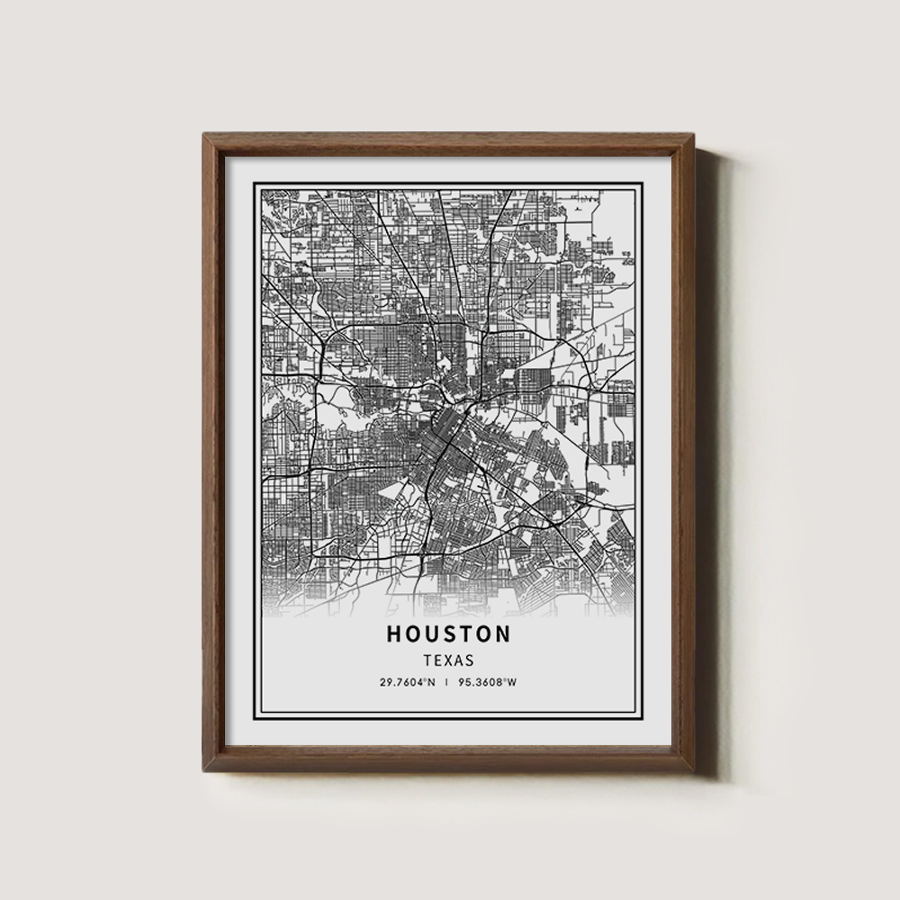 Minimalist Houston City Map Line Art Print