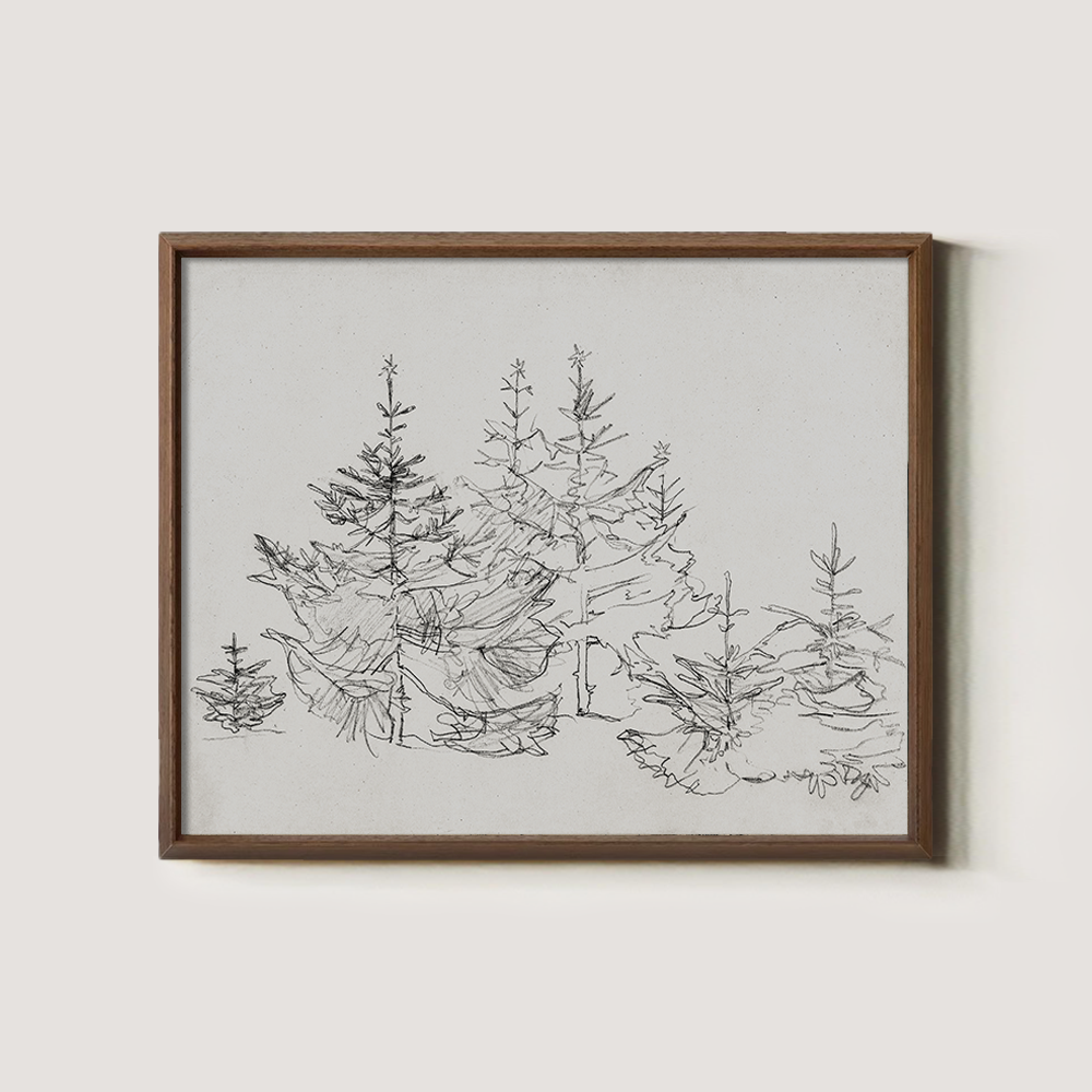 Whispering Fir Grove Ink Silhouette