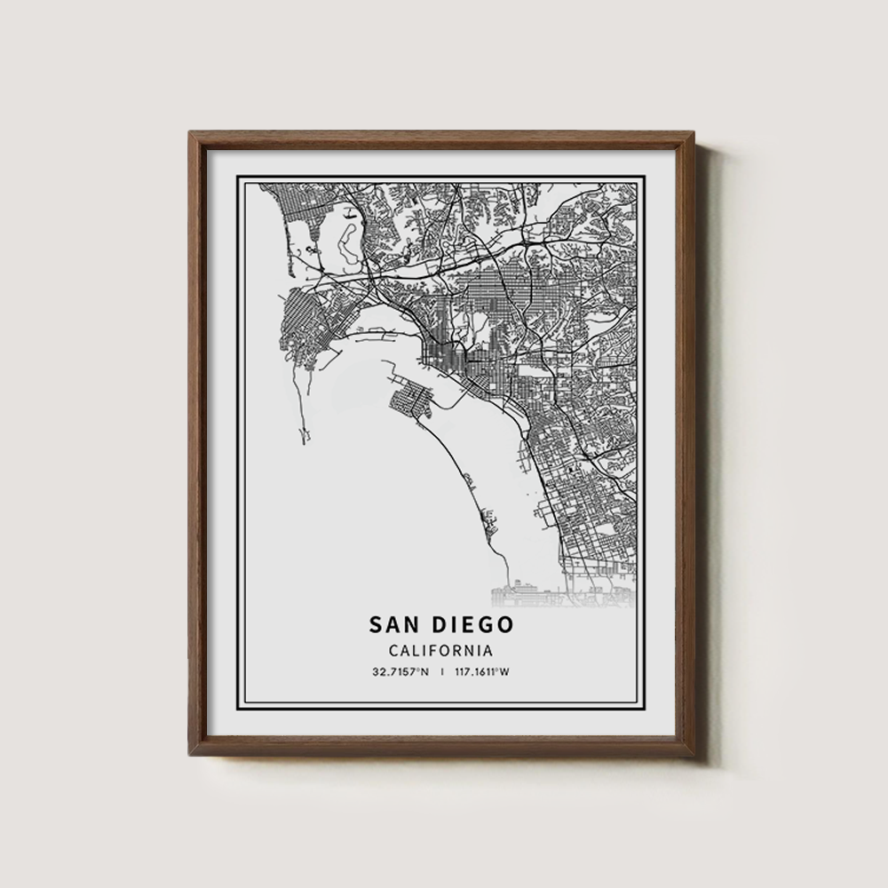 Minimalist San Diego City Map Line Art Print