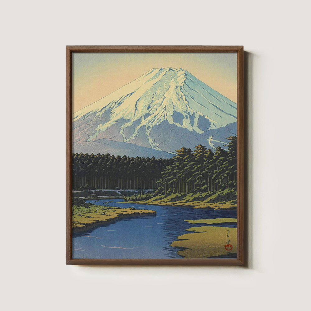 Mount Fuji Over Forest and River