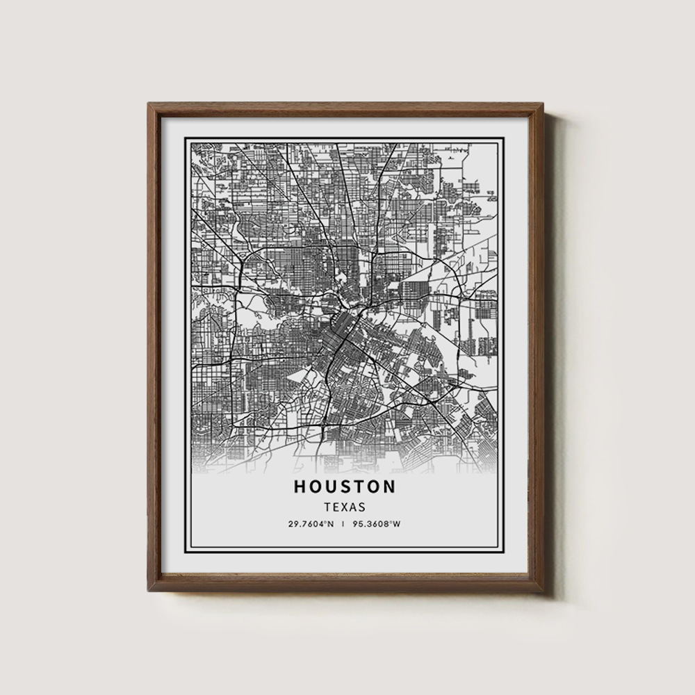 Minimalist Houston City Map Line Art Print