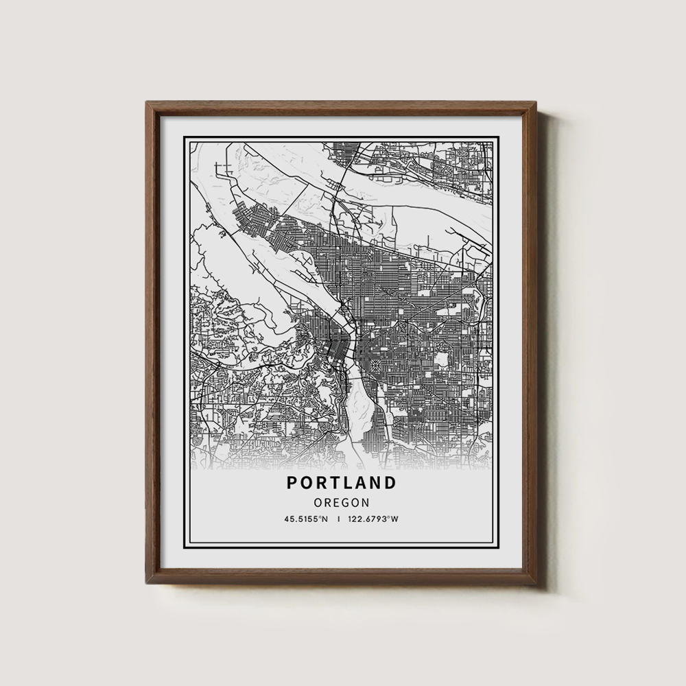 Minimalist Portland City Map Line Art Print