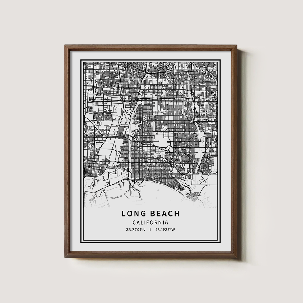 Minimalist Long Beach City Map Line Art Print