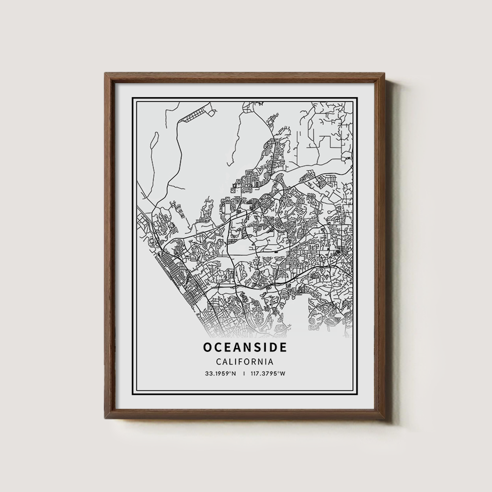 Minimalist Oceanside City Map Line Art Print