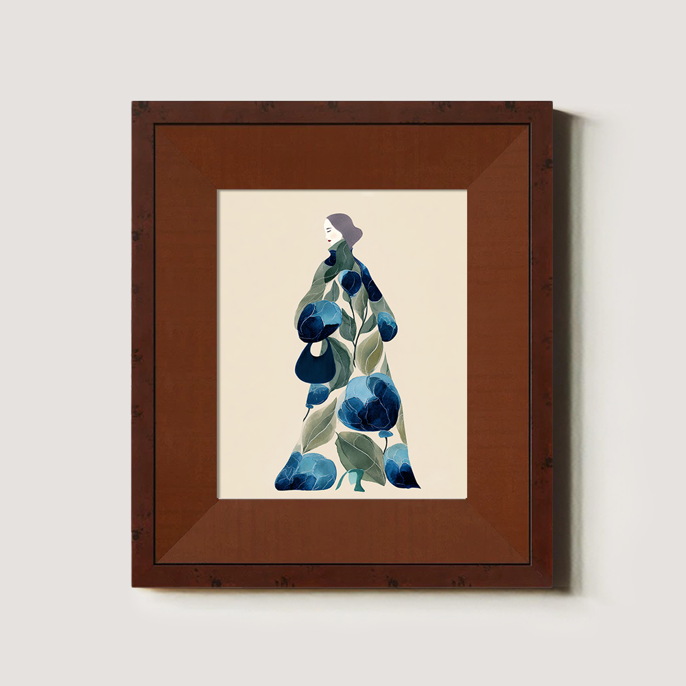 Floral Kimono Silhouette - Blue Peony Study