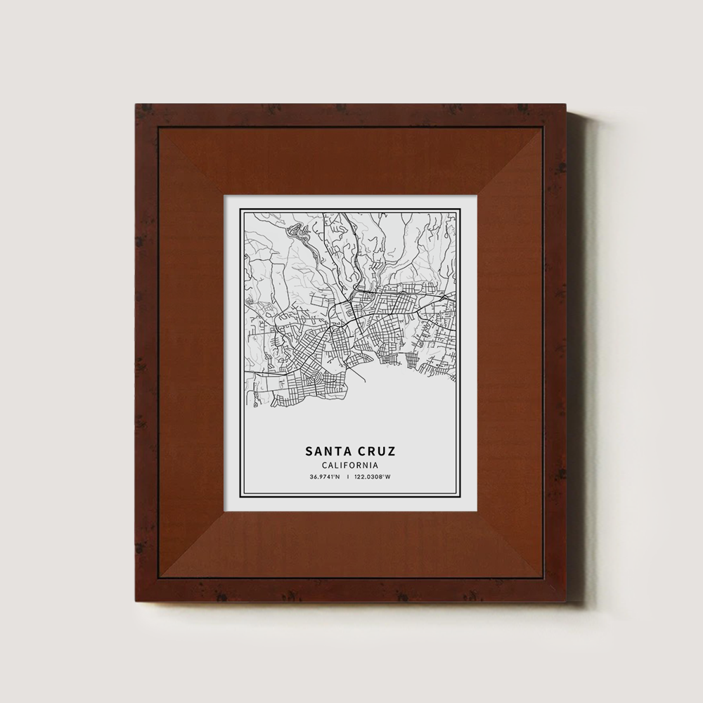 Minimalist Santa Cruz City Map Line Art Print