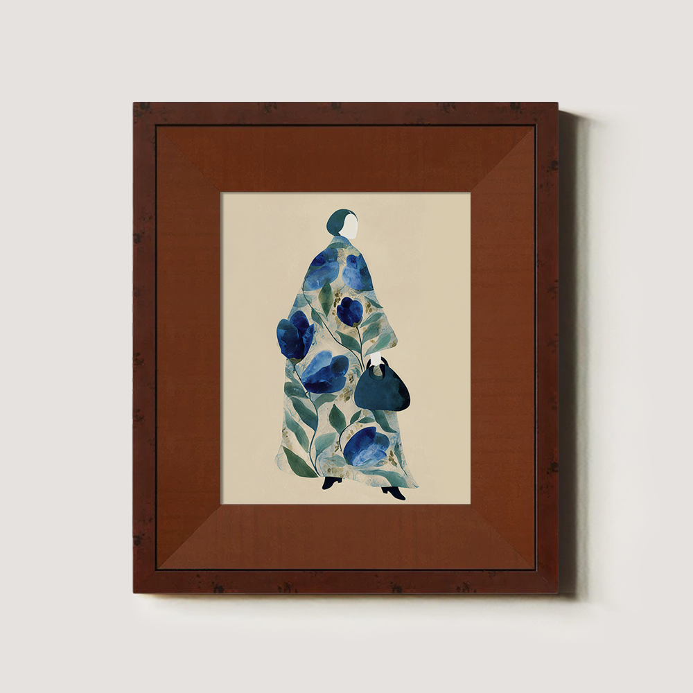 Hydrangea Kimono Silhouette - Blue Floral Study II