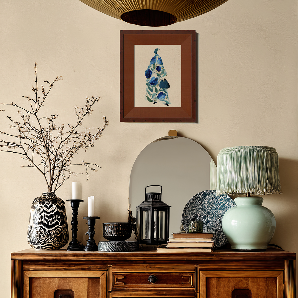 Hydrangea Kimono Silhouette - Blue Floral Study II