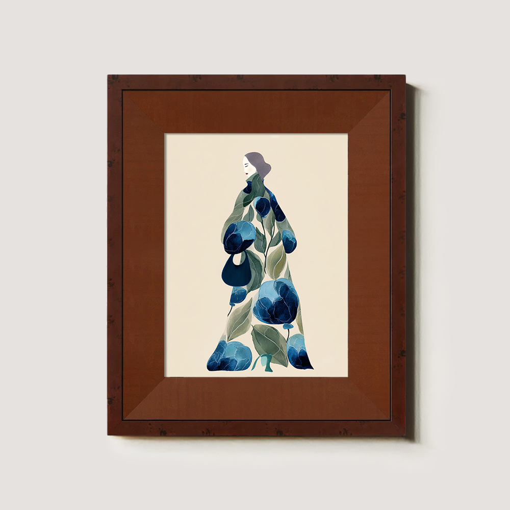 Floral Kimono Silhouette - Blue Peony Study