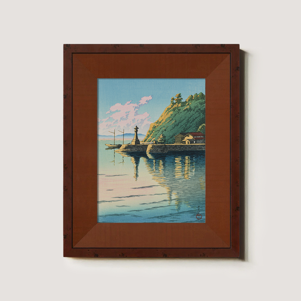 Seaside Shrine and Harbor at Sunset