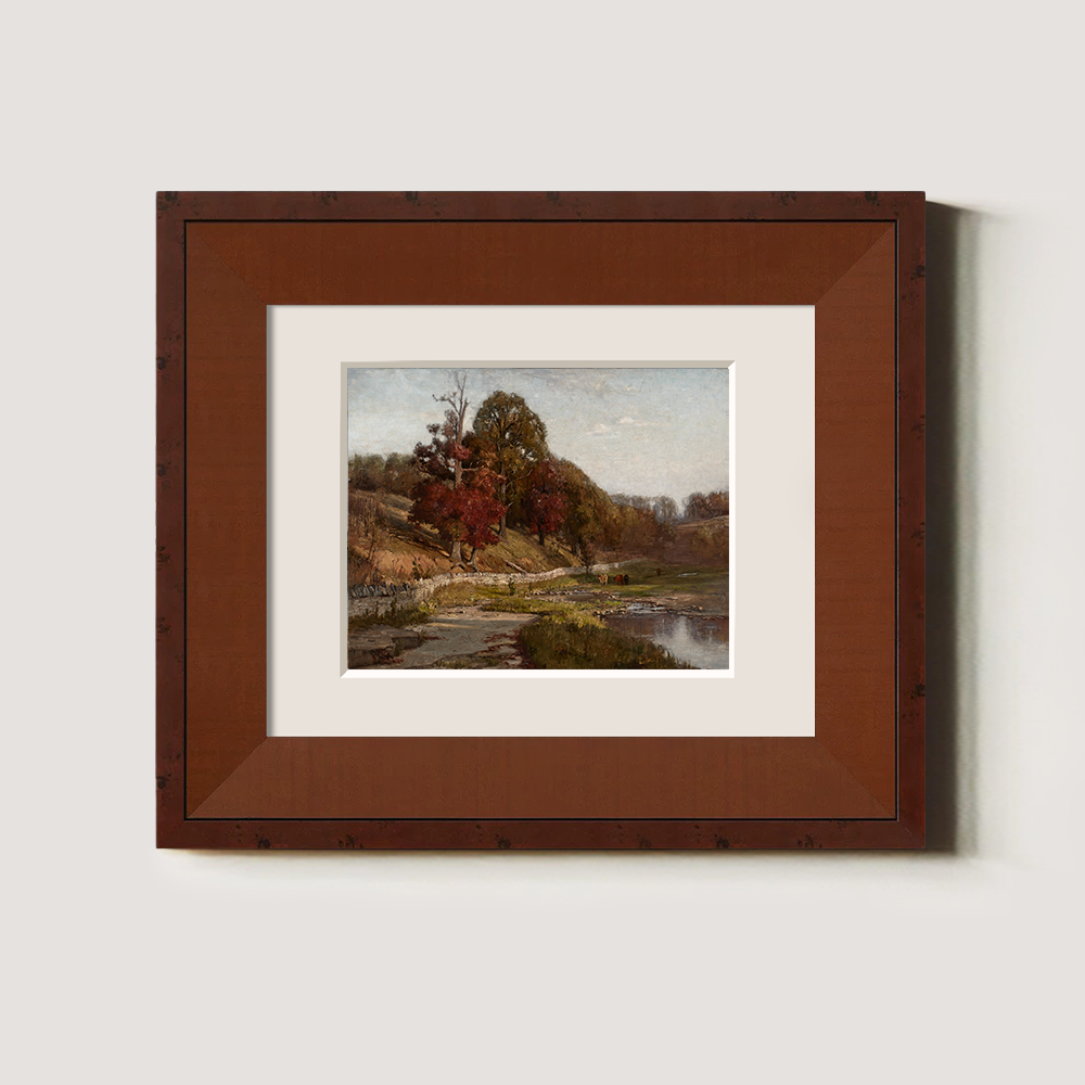 Hushed Autumn Stream Reverie Watercolor Vista