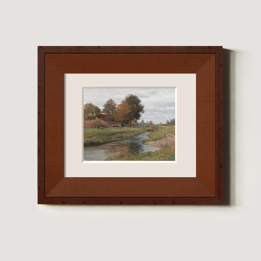 Autumn Riverside Farmstead with Grazing Cows