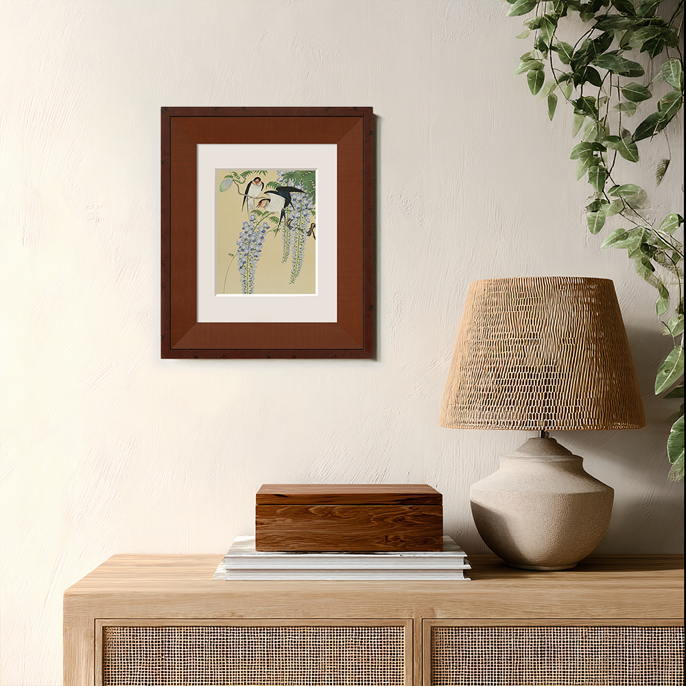 Swallows and Wisteria Trellis - Ukiyo-e Spring Scene