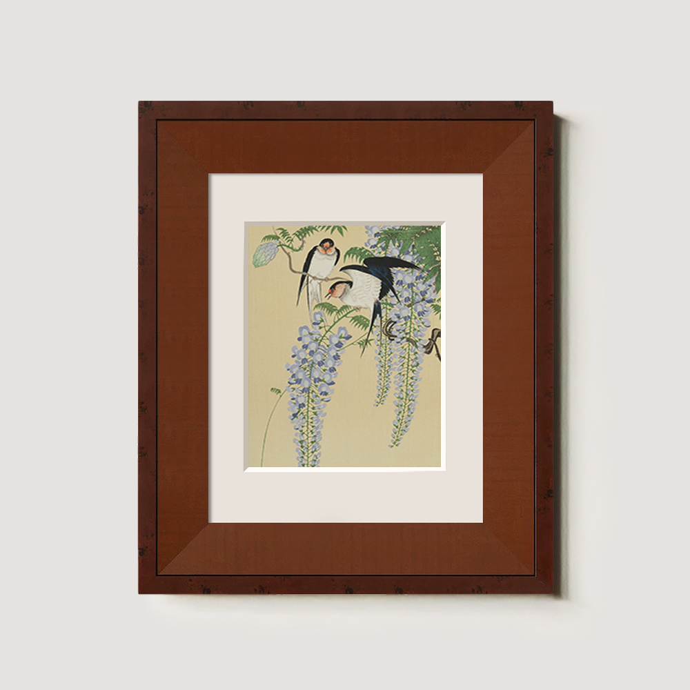 Swallows and Wisteria Trellis - Ukiyo-e Spring Scene
