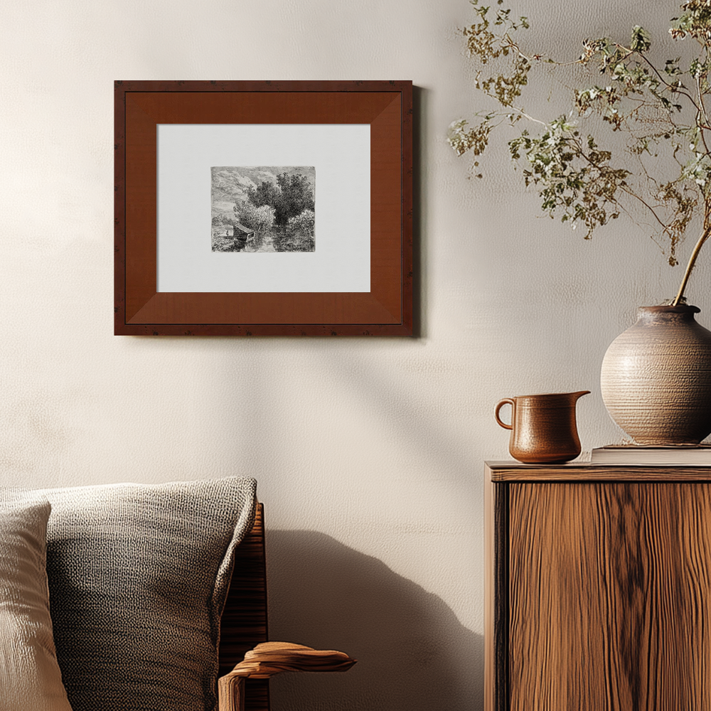 Shrouded Grove Bridge Etching Reverie