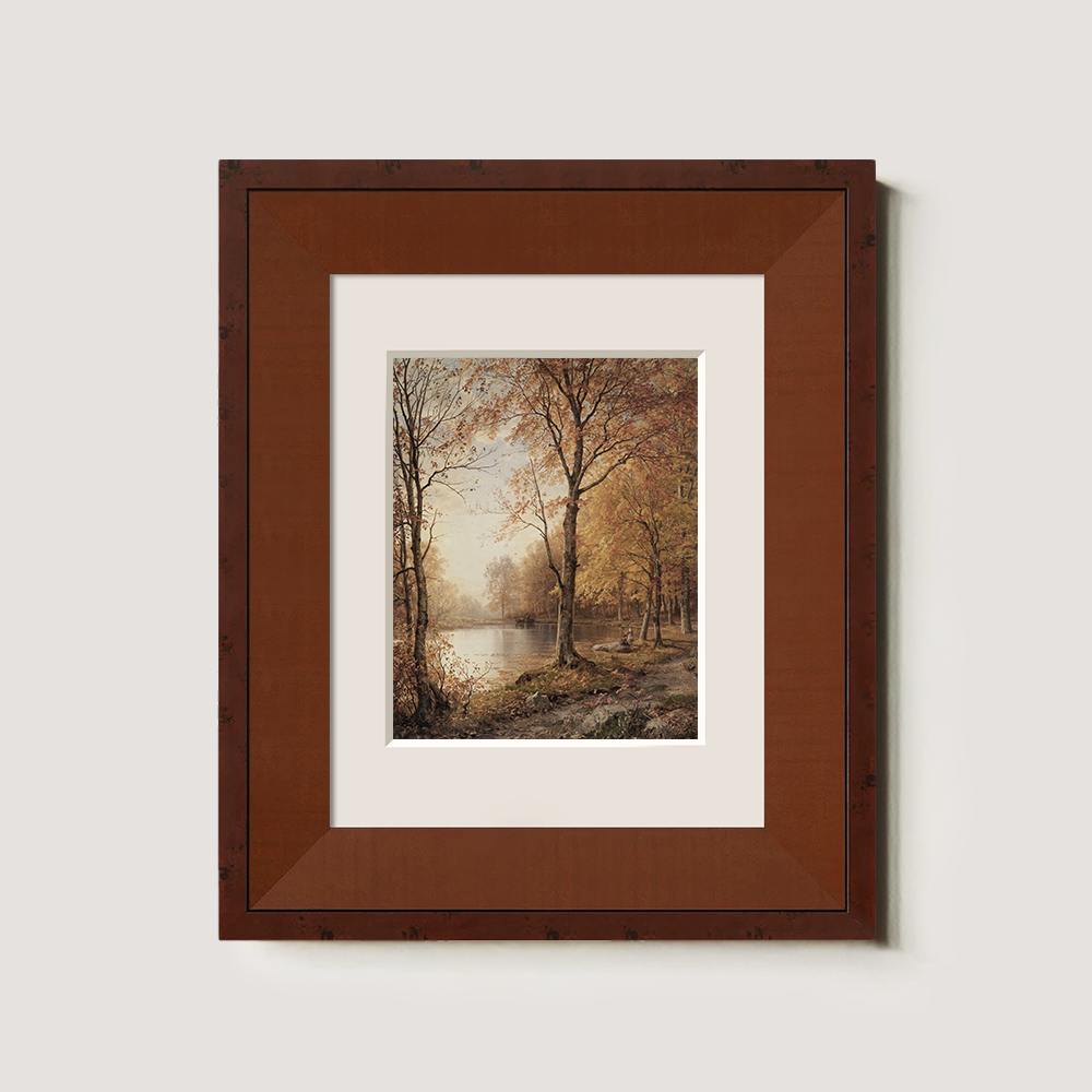 Misty Autumn Lakeside Reverie Watercolor Idyll