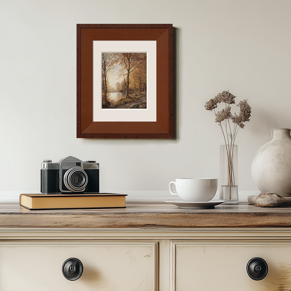 Misty Autumn Lakeside Reverie Watercolor Idyll