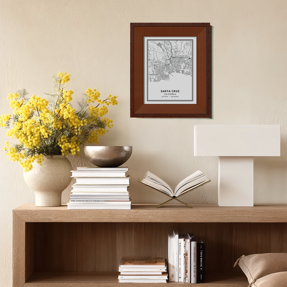 Minimalist Santa Cruz City Map Line Art Print