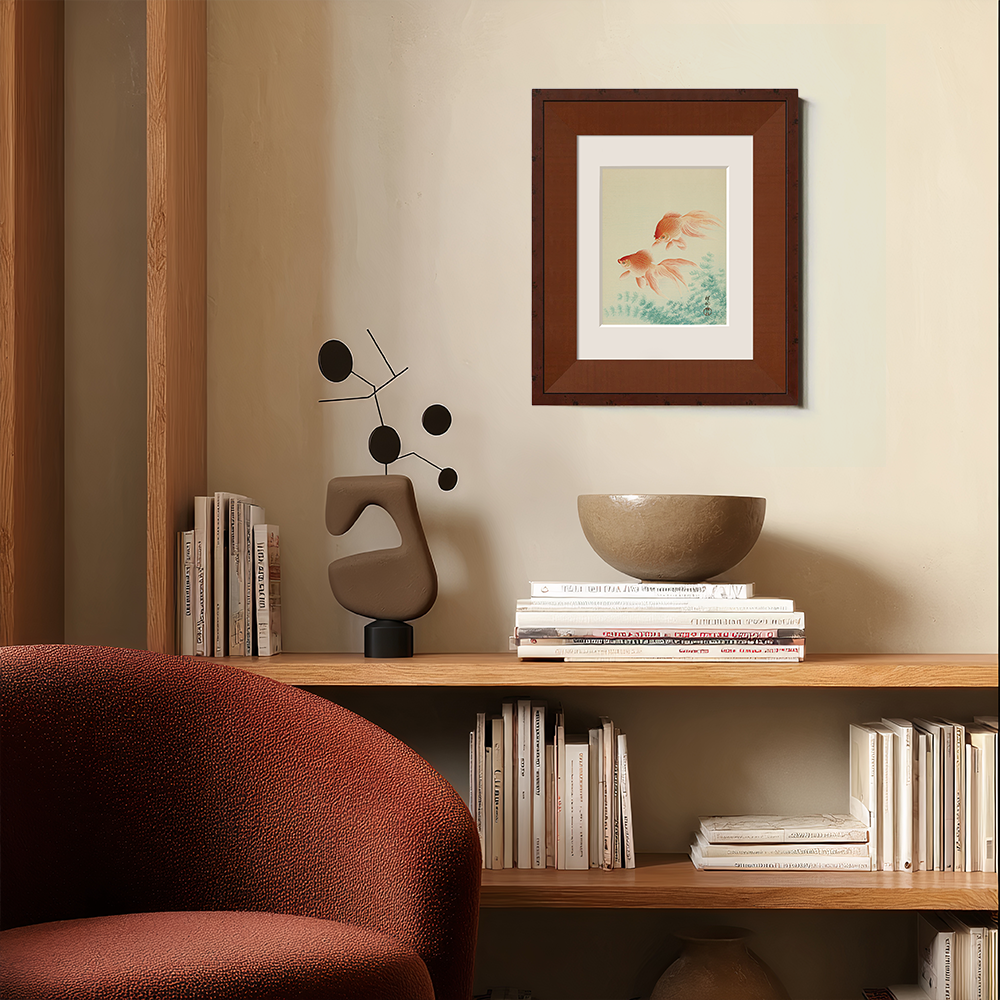 Two Red Goldfish in Seaweed