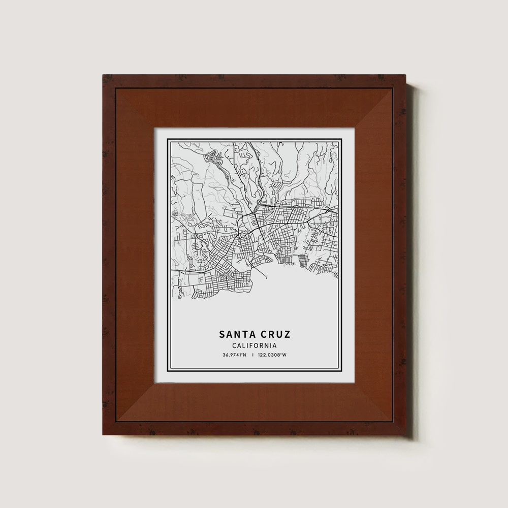 Minimalist Santa Cruz City Map Line Art Print