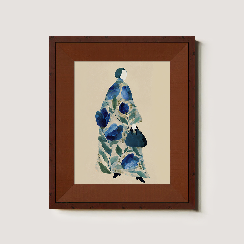 Hydrangea Kimono Silhouette - Blue Floral Study II