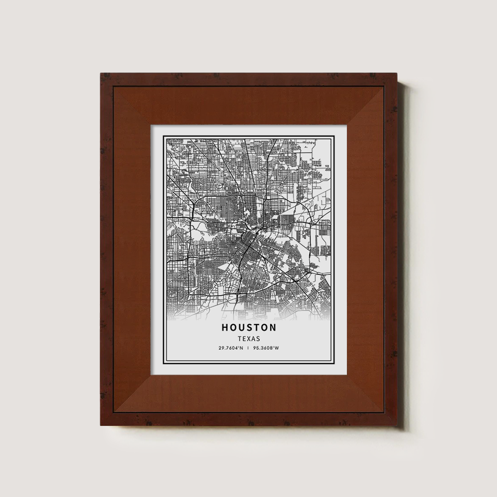 Minimalist Houston City Map Line Art Print