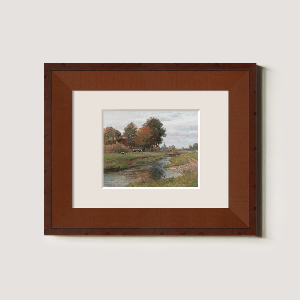 Autumn Riverside Farmstead with Grazing Cows
