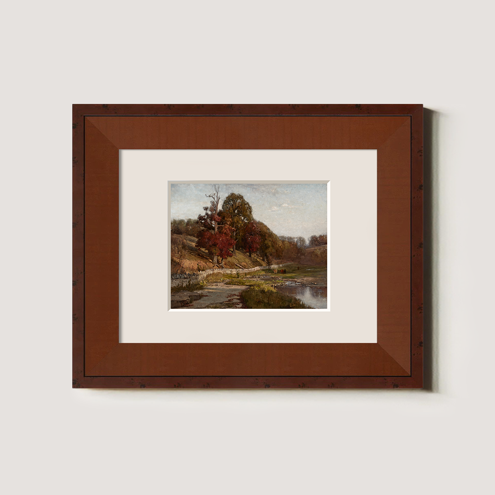 Hushed Autumn Stream Reverie Watercolor Vista