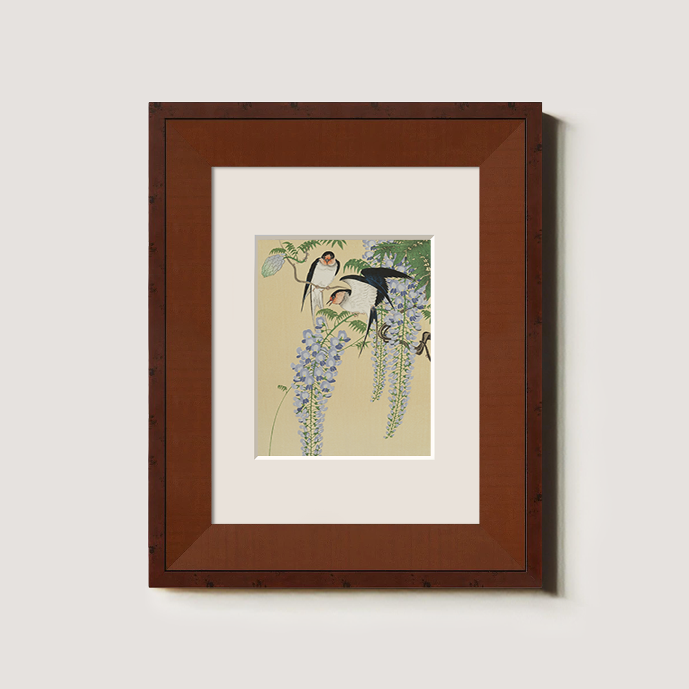 Swallows and Wisteria Trellis - Ukiyo-e Spring Scene
